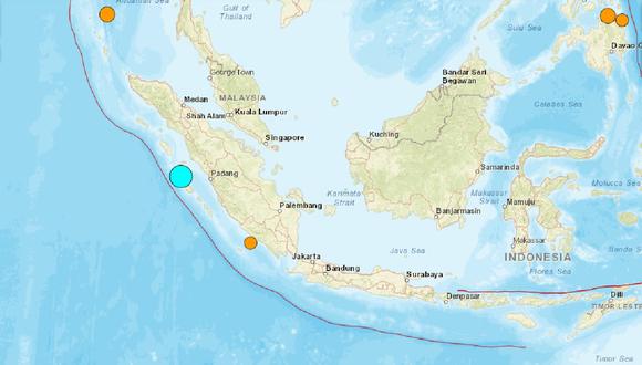 Un terremoto de magnitud 7,1 se registró en las costas de Indonesia, en Sumatra Occidental. (Captura de USGS)