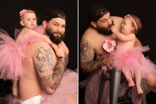 Un padre y su hija se convirtieron en una sensación en las redes sociales por su curiosa elección de vestuario para una sesión fotográfica. (Fotos: Jenn Floyd Photography en Facebook)
