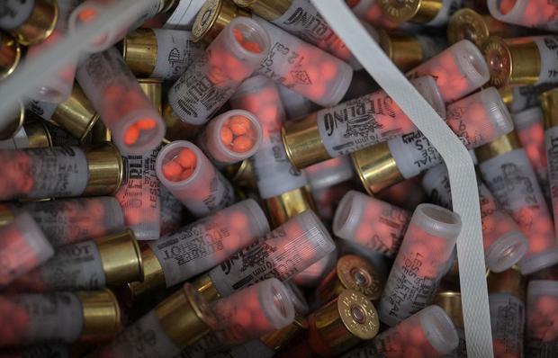 View of rubber ammunition from non-lethal weapons in Bogotá.  (Juan BARRETO / AFP).