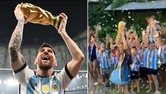 La menor levantó la Copa como Messi en su último cumpleaños. | FOTO: @leomessi - @paulinagimena / Instagram - TikTok