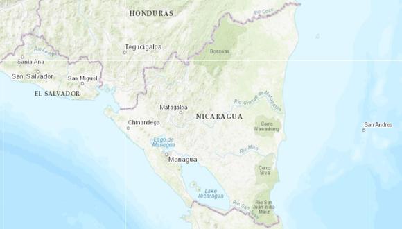 Mapa de Nicaragua. (Captura de USGS)