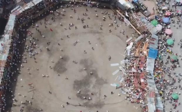 Imagen de la tragedia en Tolima captada por un dron. (Captura de video).