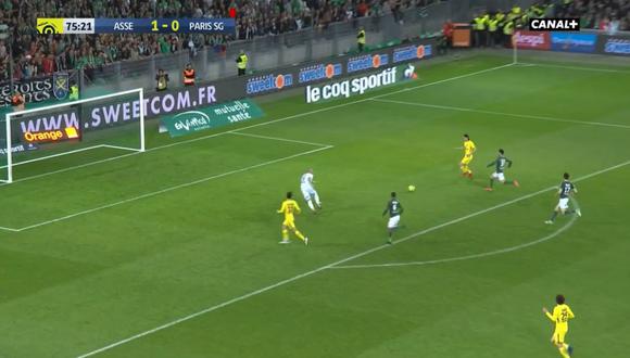 El goleador uruguayo Edinson Cavani se perdió una clara ocasión de gol para PSG ante Saint-Étienne por la Ligue 1.  Estuvo frente al arco y sin oposición. (Foto: captura)