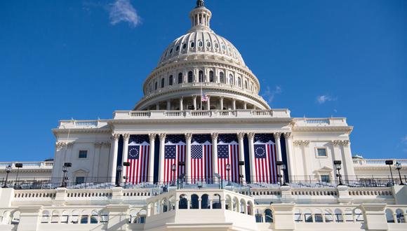 Preparativos para la toma de mando del presidente de Joe Biden en el Capitolio de Estados Unidos. (Foto: SAUL LOEB / AFP).