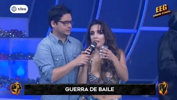 La modelo Rosángela Espinoza fue eliminada por ‘La Chola Chabuca’  de concurso de baile en “Esto es guerra”.  (Captura de pantalla)