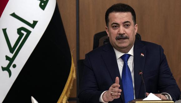 El primer ministro iraquí, Mohamed Shia al-Sudani. (Foto de Hadi Mizban / PISCINA / AFP)