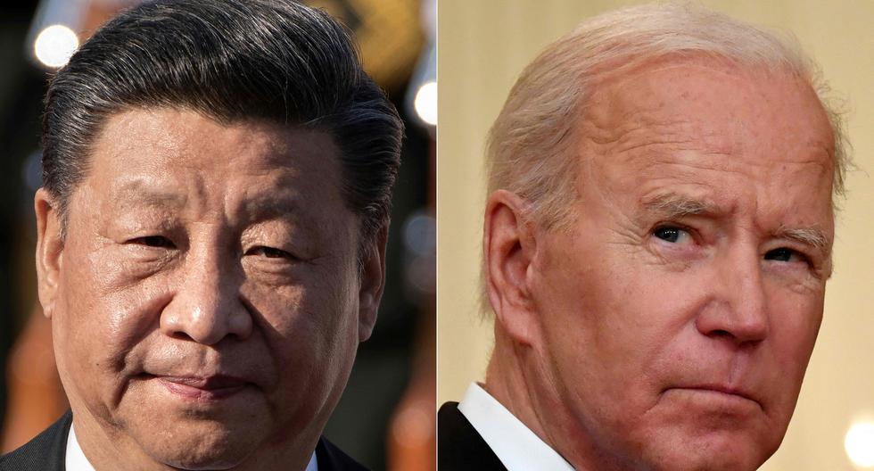 Los presidentes de China y Estados Unidos, Xi Jinping y Joe Biden. Ambos líderes mundiales están planificando sus estrategias por la hegemonía mundial.  (Photo by NICOLAS ASFOURI and Nicholas Kamm / AFP)