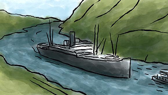 “El Canal de Panamá está poderosamente artillado para rechazar cualquier posible ataque que pudiera llegar por el aire”. (Ilustración: Víctor Aguilar Rúa).