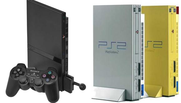 La PlayStation 2 se lanzó el año 2000 y marcó a toda una generación. Izquierda: modelo delgado de color negro. Derecha: Sony lanzó en 2001 la serie de consolas Automotive con cinco nuevas tonalidades. (Foto: Composición)