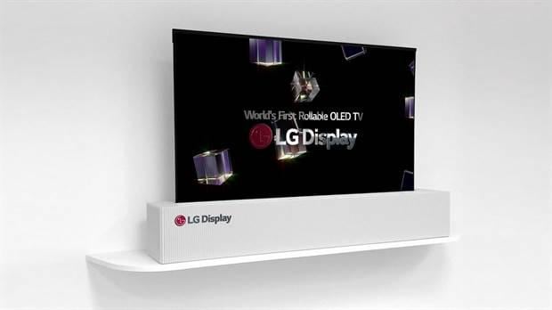 El panel que se enrolla de LG Display cuando está desplegado. (Foto: LG)