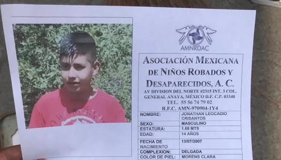 Jonathan, de 14 años, está desaparecido desde el 30 de mayo en México.