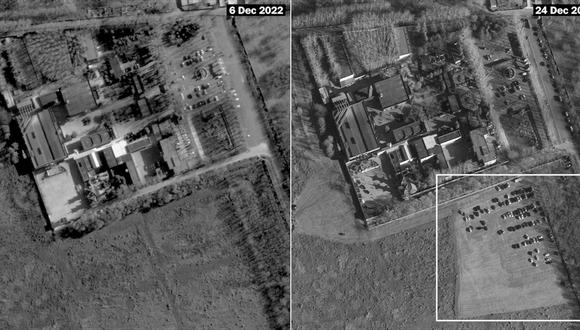 Imágenes de satélite muestran multitudes en los crematorios de China por aumento de muertes por covid. (Maxar Technologies / via Washington Post),