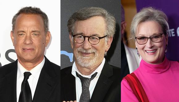 De izquierda a derecha, Tom Hanks, Steven Spielberg y Meryl Streep. (Fotos: Agencias)