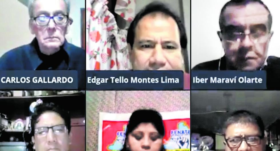 Carlos Gallardo en una conferencia virtual que compartió con Coila, Maraví y Tito en julio del 2020. (Imagen: Captura de TV)