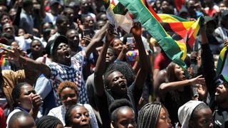 Cientos exigen frente al Parlamento la salida del presidente Mugabe