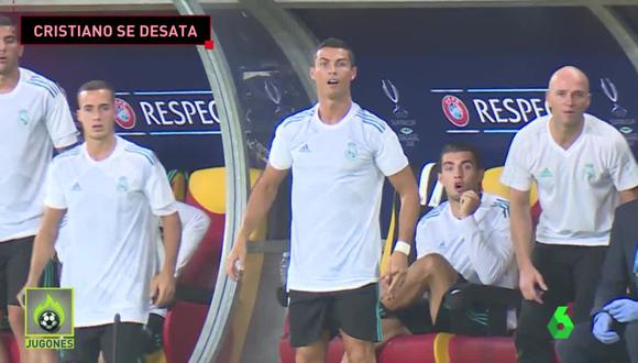 Cristiano Ronaldo fue suplente en el triunfo del Real Madrid ante Manchester United en la Supercopa de Europa. (Foto: captura de video)
