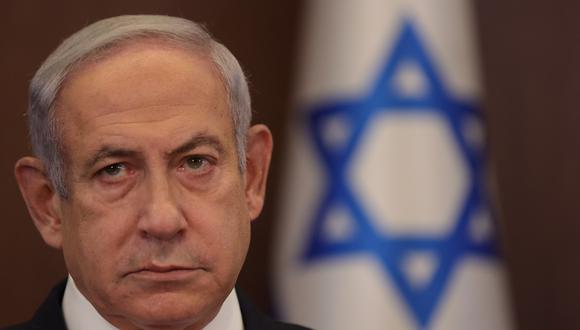 El primer ministro israelí, Benjamin Netanyahu, asiste a la reunión semanal del gabinete en su oficina en Jerusalén, el 25 de junio de 2023. (Foto de ABIR SULTAN / POOL / AFP)