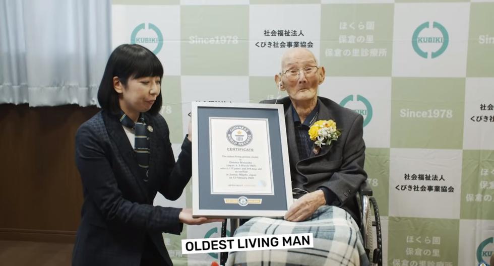 El japonés Chitetsu Watanabe, de 112 años, fue reconocido este miércoles como el varón más anciano del mundo por la Guinness World Records. (Foto: Captura de video).