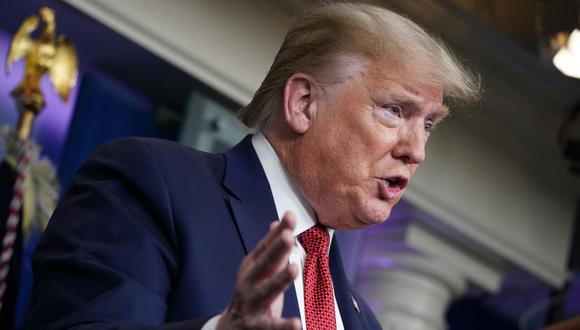 El presidente de los Estados Unidos, Donald Trump, durante la sesión informativa diaria sobre el nuevo coronavirus en la Sala de Información Brady de la Casa Blanca. (Foto: MANDEL NGAN / AFP).