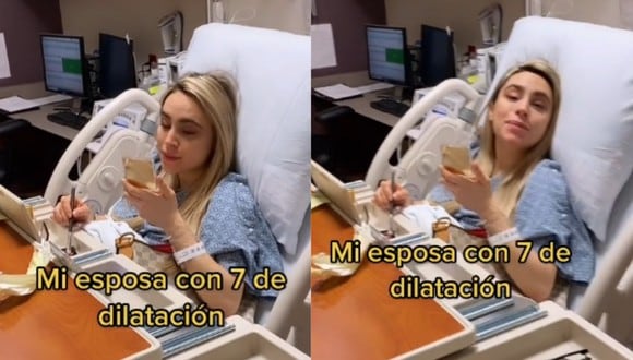 Una mujer embarazada se maquilló durante el trabajo de parto y desató polémica en TikTok. (Foto: TikTok / vickmckey).