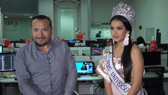 Diego Alcalde, director de la organización del Miss Teen Perú Universo, y Antonella Salini, Miss Teen Perú Universo 2019. (Captura de pantalla)