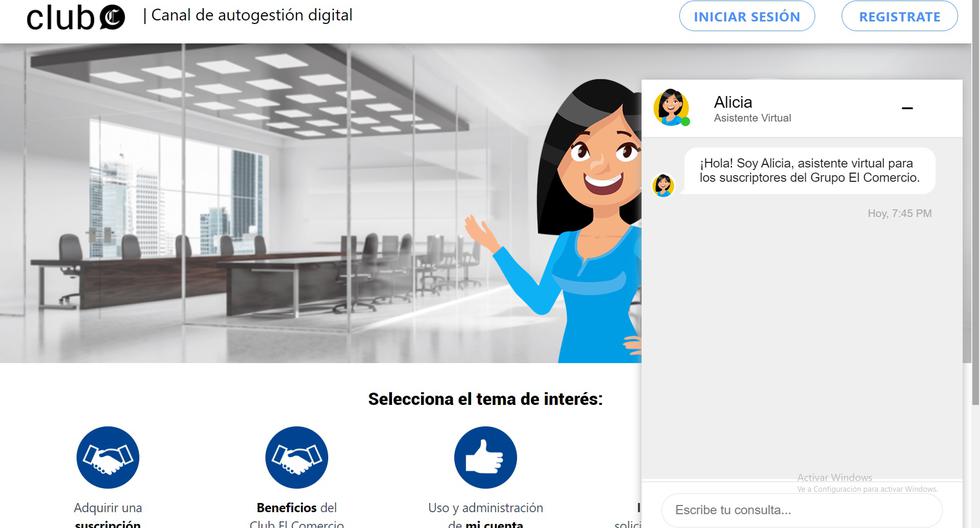Alicia es la nueva asistente virtual del Grupo El Comercio que resuelve consultas sobre suscripciones impresas o digitales.