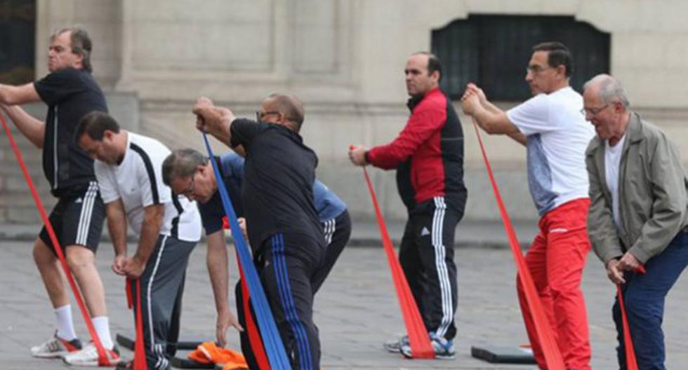 PPK realizó rutina de ejercicios junto a sus ministros de Estado. (Foto: Andina)