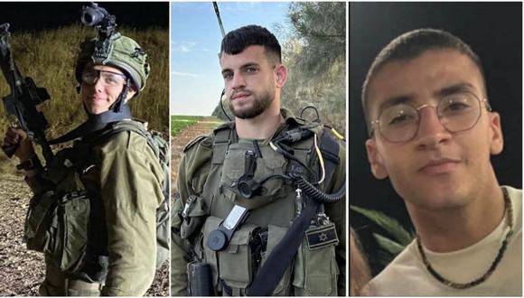 El ejército israelí anunció la muerte de 3 oficiales después de su desaparición el 7 de octubre. El sargento Tomer Yaakov Achims, 20 años, el sargento Kirill Brodsky, 19 años y el sargento Shaked Dahan, 19 años. (Foto: X)