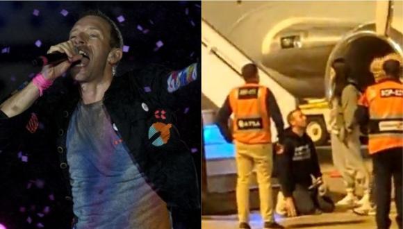 Chris Martin, vocalista y líder de Coldplay, se arrodilló al llegar a Perú para dos conciertos en el Estadio Nacional. (Foto: AFP/ Captura de video)