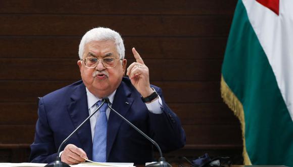Mahmud Abbas se pronunció tras la firma en Estados Unidos de los acuerdos para restablecer relaciones entre Israel, Bahréin y Emiratos Árabes Unidos. (Foto: Alaa BADARNEH / POOL / AFP).