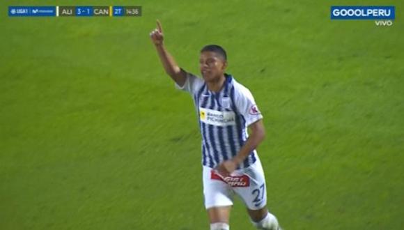 Kevin Quevedo celebra su tercer gol ante Cantolao, para delirio de la hinchada de Alianza Lima. (Foto: captura)