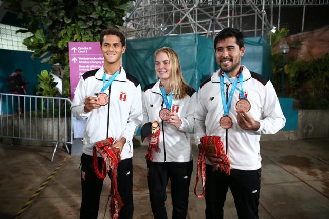 Anastasia Iamachkine, Sergio Galdos y Juan Pablo Varillas ganaron medallas de bronce en Lima 2019 | Foto: Giancarlo Ávila