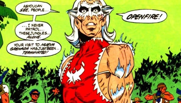 SnowFlame, villano de DC Comics, en medio de la selva de Colombia. (Foto: DC Comics).