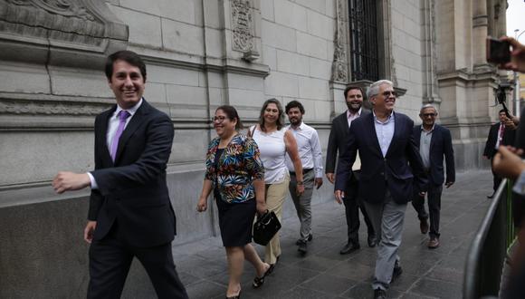 La delegación del Partido Morado que participó en la cita con el presidente Vizcarra estuvo liderada por su secretario general, Rodolfo Pérez, ante la ausencia de Julio Guzmán. (Foto: Anthony Niño de Guzmán | El Comercio)