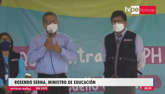 Serna y López se pronunciaron sobre la castración química luego de participar en una actividad por la Semana de Vacunación de las Américas en Ate. (Foto: TV Perú)