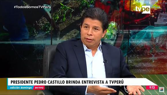 Pedro Castillo brindó una entrevista al canal del Estado. (Foto: TV Perú)