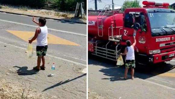 Video viral | Niño detiene camión de bomberos que iba a apagar incendio  para regalarles botellas de agua | Chile | Historias | nnda nnni | VIRALES  | MAG.