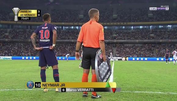 PSG se midió ante Mónaco por la definición de la Supercopa de Francia. Neymar ingresó en el segundo tiempo y el Estadio Shenzhen estalló de emoción (Foto: captura de pantalla)