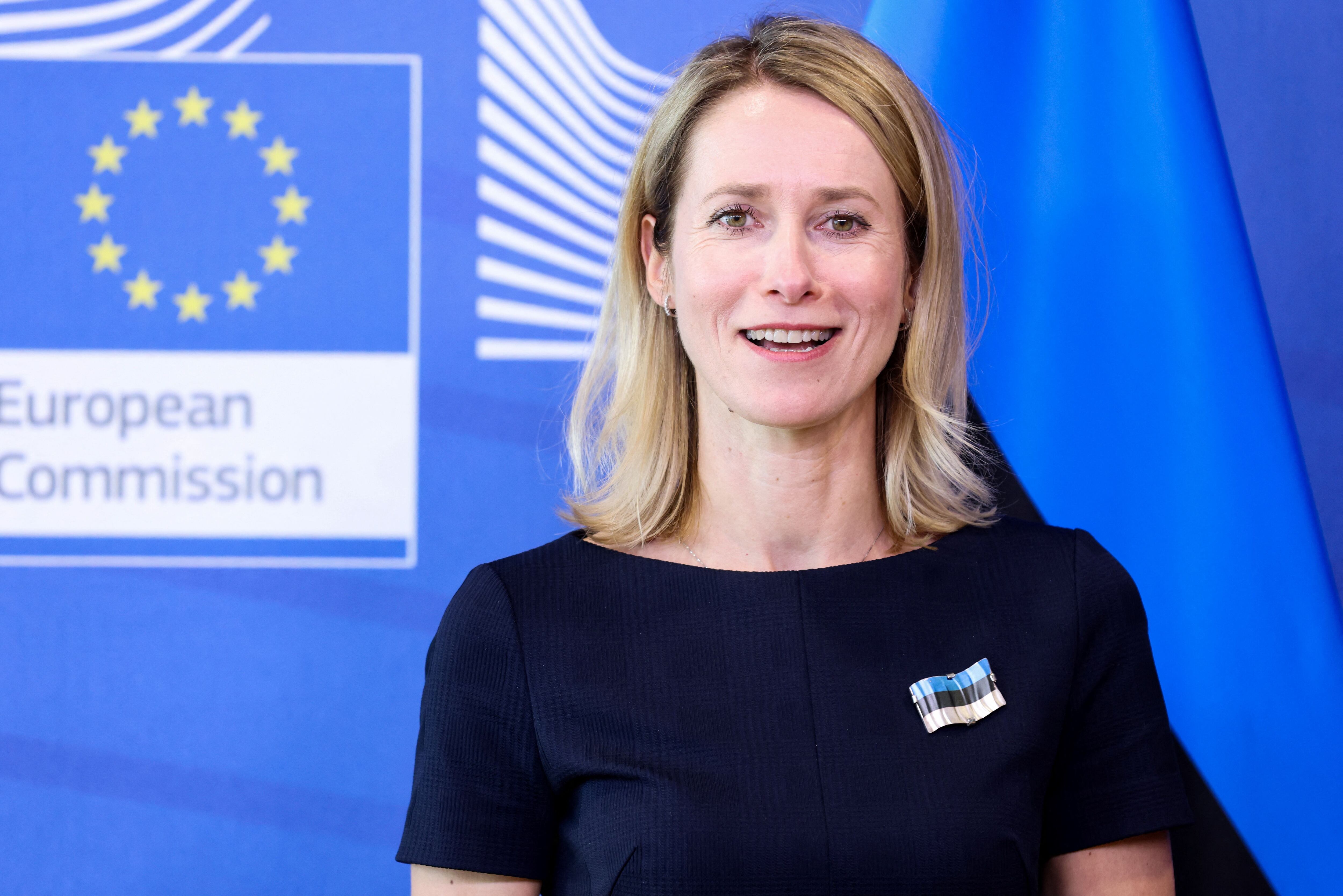 Estonian Prime Minister Kaja Kallas poses before a meeting at the European Union headquarters in Brussels on June 28, 2023. (Photo by Kenzo TRIBOUILLARD / AFP).