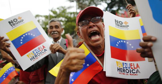 Venezuela: "No more Trump, No más Trump", claman chavistas en nueva protesta contra sanciones de Estados Unidos. (AP).