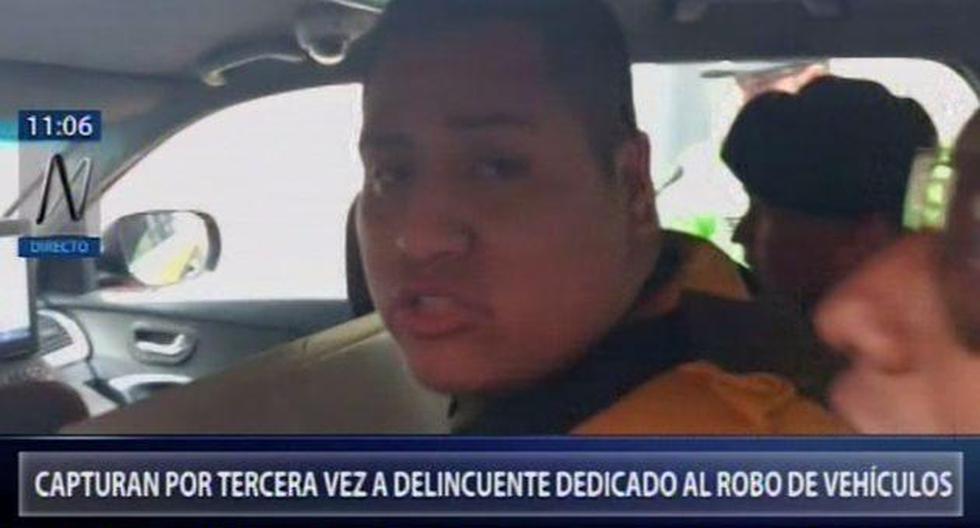 EL sujeto&nbsp;habría participado en el robo de la furgoneta frente a un parque con niños, en San Martín de Porres, registrado la semana pasada. (Canal N)