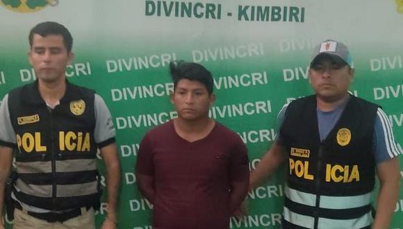 Policías de Homicidios Dirincri intervinieron a Marco Auccasio Quispe (23) cuando transitaba por el distrito de Kimbiri, provincia de La Convención, en la región Cusco. (Foto: PNP)
