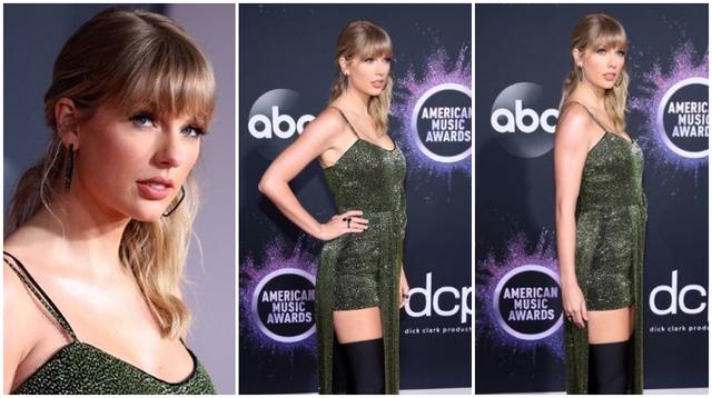 Taylor Swift en la alfombra roja de los American Music Awards. (Foto: AFP)