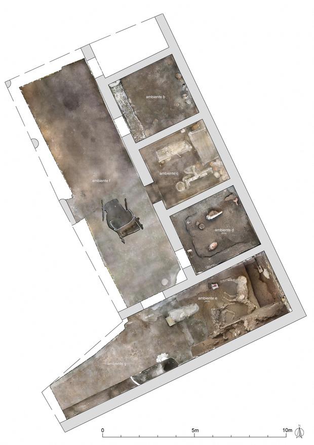 Possible distribution of the place where the slaves lived in Pompeii.  (Photo: Handout / POMPEI ARCHAEOLOGICAL PARK / AFP)