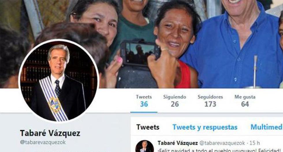 Twitter suspendió una cuenta atribuida al presidente de Uruguay, Tabaré Vazquez, que fue denunciada como falsa por la Presidencia de la República. (Foto: Captura