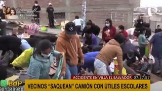 VES: vecinos saquearon un camión con útiles escolares que se despistó en una peligrosa bajada | VIDEO 