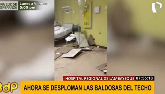 Techo del área COVID-19 del Hospital Regional de Lambayeque se desplomó | Foto: Captura Buenos Días Perú