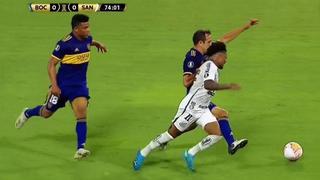 Boca Juniors vs. Santos: ¿No era penal? Marinho cayó en área del ‘Xeneize’ tras anticipar a Carlos Izquierdoz | VIDEO