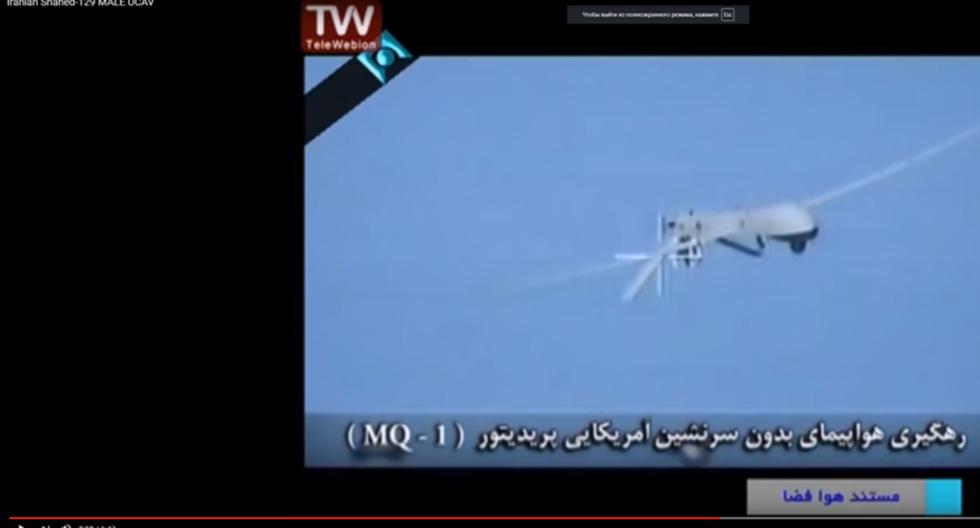 Se trata de un dron Shahed 129, de fabricación iraní. Los militares norteamericanos afirman que el avión no tripulado portaba armas. (Foto: YouTube)