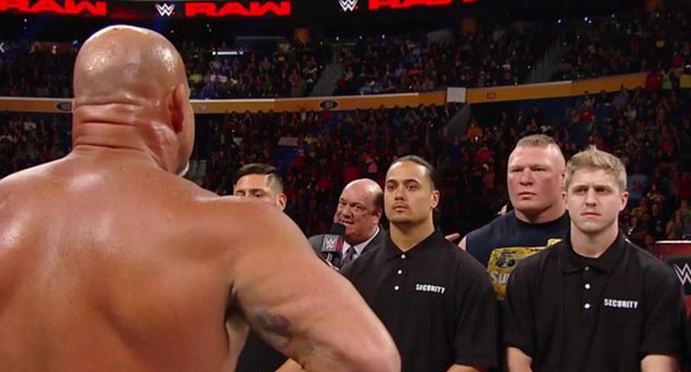 Goldberg y Brock Lesnar se vieron cara a cara en Monday Night Raw | Foto: WWE